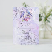 Lilacs und Bluebirds RSVP Karte (Stehend Vorderseite)