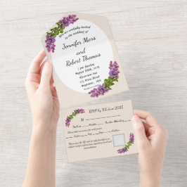 Lilacs und Cream All in One Wedding Einladung
