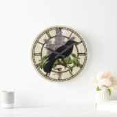 Lilacs und Crow Große Wanduhr (Zuhause)
