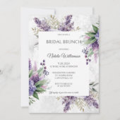 Lilacs und Heather auf Marbled White Bridal Brunch Einladung (Vorderseite)