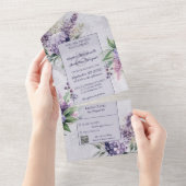 Lilacs und Heather on Lavender mit QR-Code All In One Einladung (Abreißen)