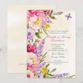 Lilacs und Peonies Luncheon Einladung (Vorne/Hinten)