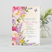 Lilacs und Peonies Luncheon Einladung (Stehend Vorderseite)