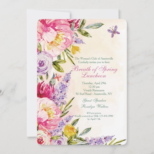Lilacs und Peonies Luncheon Einladung (Vorderseite)
