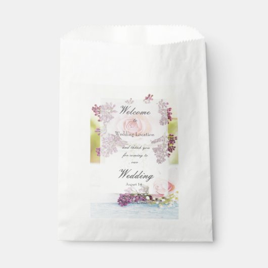 Lilacs und Rose Vintage Wedding bearbeitbar Geschenktütchen (Vorderseite)