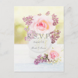 Lilacs und Rose Vintage Wedding bearbeitbare UAWG Einladungspostkarte
