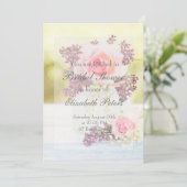 Lilacs und Rose Vintage Wedding Brautparty Einladung (Stehend Vorderseite)
