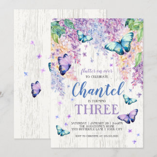Lilacs und Schmetterling| Einladung zum Geburtstag