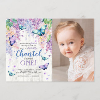 Lilacs und Schmetterling| Foto Geburtstag Einladun Einladung