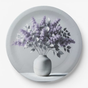 Lilacs und Silver Leaf Bouquet Pappteller