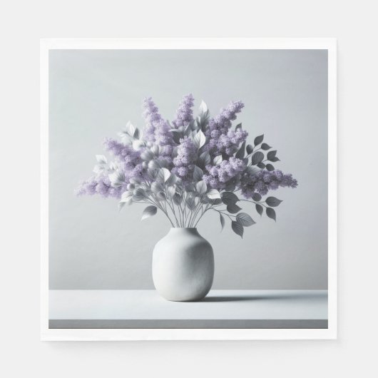 Lilacs und Silver Leaf Bouquet Serviette (Vorderseite)