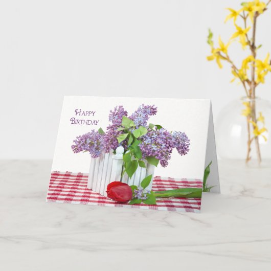 Lilacs und Tulpengeburt Karte (Gelbe Blume)