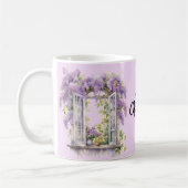Lilacs Window Blume Lavendelmonogramm Kaffeetasse (Links)