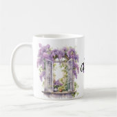 Lilacs Window Blume Lavendelmonogramm Kaffeetasse (Links)