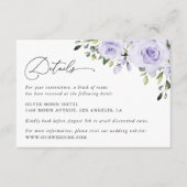 Lilafarben, Lilac-Blume, Angaben zur Hochzeit Begleitkarte (Vorderseite)
