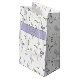 Lilafarbene Wildblumen-Wasserfarben-Blumenmonogram Kleine Geschenktüte