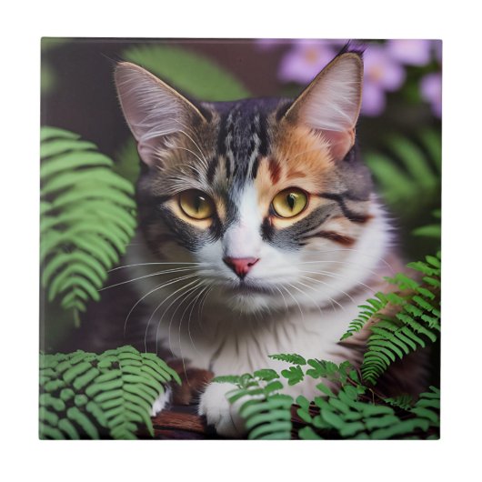 Lilah, die Tortoiseshell: Eine hübsche Katze Fliese (Vorderseite)