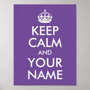 Lilaner Hintergrund Keep Calm und dein Name Poster