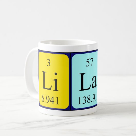 Lilas Periodenname Tasse (Vorderseite Links)