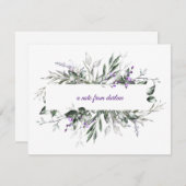 Lilatfarbene Blumen mit grünen Blätter Mitteilungskarte (Vorne/Hinten)