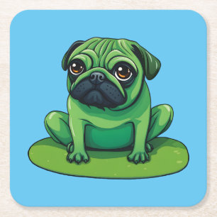 Lili Mops Rechteckiger Pappuntersetzer