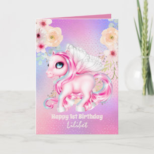 Lilibet 1. Geburtstagskarte - Princess Unicorns Karte