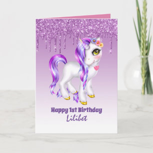 Lilibet 1. Geburtstagskarte - Princess Unicorns Karte