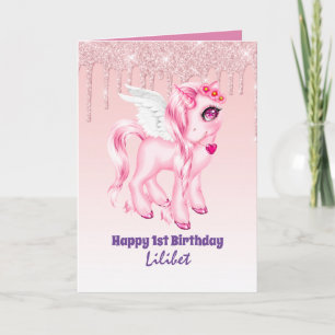 Lilibet 1. Geburtstagskarte - Princess Unicorns Karte