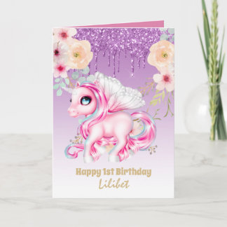 Lilibet 1. Geburtstagskarte - Prinzessin Unicorns Karte