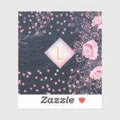 Lilibet Monogram Navy Rosegold Pink Princess Gesch Aufkleber (Blatt)