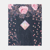 Lilibet Monogram Navy Rosegold Pink Princess Gesch Fleecedecke (Vorderseite)