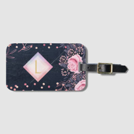 Lilibet Monogram Navy Rosegold Pink Princess Gesch Gepäckanhänger