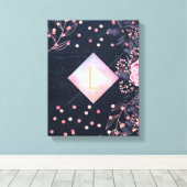 Lilibet Monogram Navy Rosegold Pink Princess Gesch Leinwanddruck (Insitu (Holzboden))