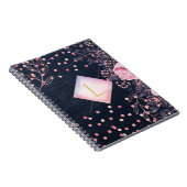 Lilibet Monogram Navy Rosegold Pink Princess Gesch Notizblock (Rechte Seite)