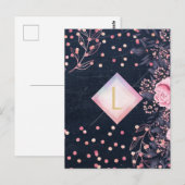 Lilibet Monogram Navy Rosegold Pink Princess Gesch Postkarte (Vorne/Hinten)
