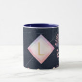 Lilibet Monogram Navy Rosegold Pink Princess Gesch Tasse (Zentrum)