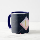 Lilibet Monogram Navy Rosegold Pink Princess Gesch Tasse (Vorderseite Links)