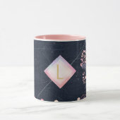 Lilibet Monogram Navy Rosegold Pink Princess Gesch Tasse (Zentrum)