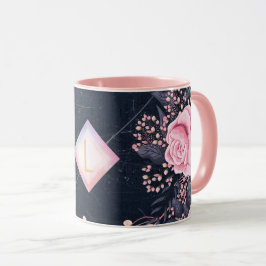 Lilibet Monogram Navy Rosegold Pink Princess Gesch Tasse