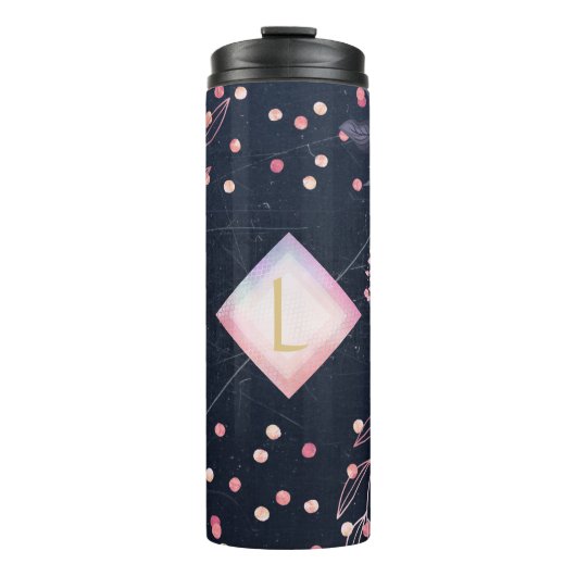 Lilibet Monogram Navy Rosegold Pink Princess Gesch Thermosbecher (Vorderseite)