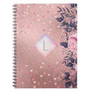 Lilibet Monogram Roségold Blumenmuster passend für Notizblock