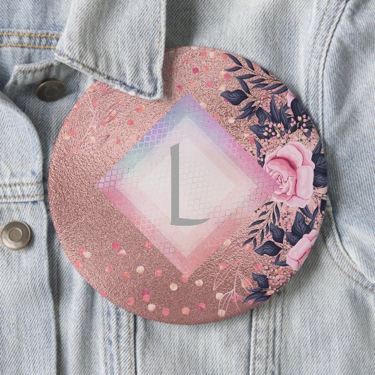 Lilibet Monogram Rosegold Floral fit for Princess Button (Beispiel)