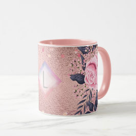 Lilibet Monogram Rosegold Floral fit for Princess Tasse