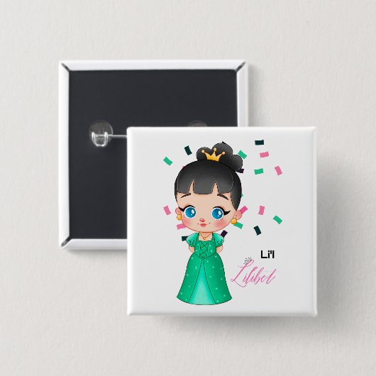 Lilibet nannte Smaragdprinzessengeschenke für Mädc Button (Vorne & Hinten)