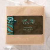 Lilie Address Label Blue Brown Zebra Suede (Insitu)