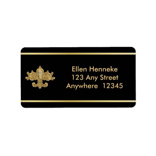 Lilie Antique Gold Adressaufkleber (Vorne)