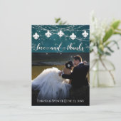 Lilie Aquamarin Lights | Foto Herz Liebe und Dankeskarte (Stehend Vorderseite)