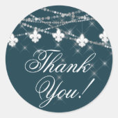 Lilie Aquamarin | String Fairy Lights Vielen Dank Runder Aufkleber (Vorderseite)