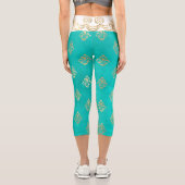 Lilie aquamarines Gold Capri Leggings (Rückseite)