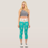 Lilie aquamarines Gold Capri Leggings (Vorderseite)